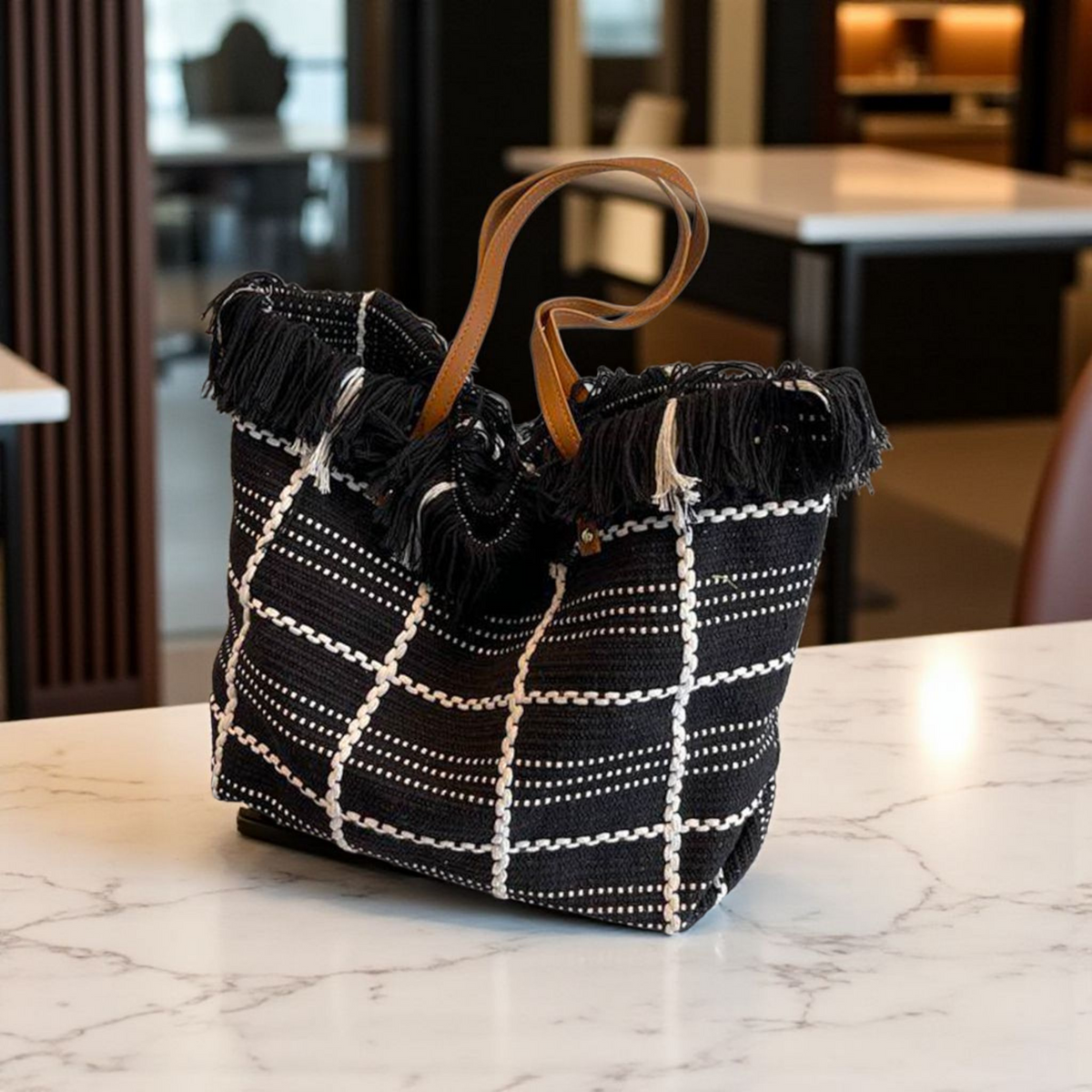 Sac Cabas Tissé - Noir